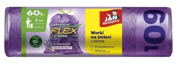 JAN NIEZBĘDNY - WORKI MAGNUM FLEX STRONG - LAWENDA 60L/8SZT. Z TAŚMĄ