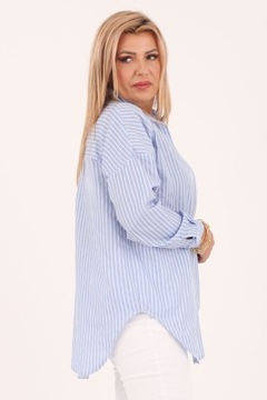 ЖЕНСКАЯ РУБАШКА ОВЕРСАЙЗ ИЗ ХЛОПКА, В ПОЛОСКУ, СВОБОДНАЯ, БОЛЬШИЕ РАЗМЕРЫ