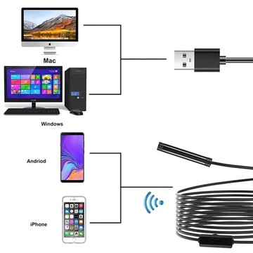 ЭНДОСКОПИЧЕСКАЯ КАМЕРА ДЛЯ КОНТРОЛЯ ДЛЯ МАСТЕРСКОЙ ТЕЛЕФОН ПК 3в1 ANDROID iOS Wi-Fi