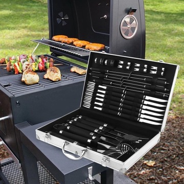 XXL ГРИЛЬНЫЙ НАБОР В ЧЕМОДАНЕ АКСЕССУАРЫ ИНСТРУМЕНТЫ ДЛЯ ГРИЛЯ 33в1 СТАЛЬ