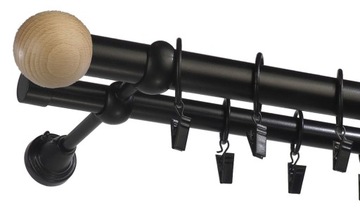 Karnisz metalowy fi 25+19 podwójny 4 m wybór zakończeń 10 kolorów salon