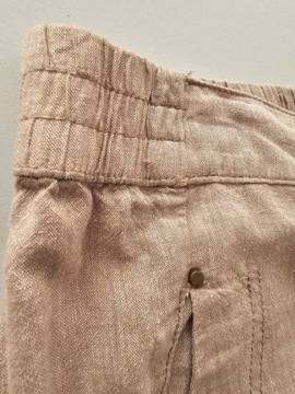 George spodnie lniane beżowe proste na gumie 46