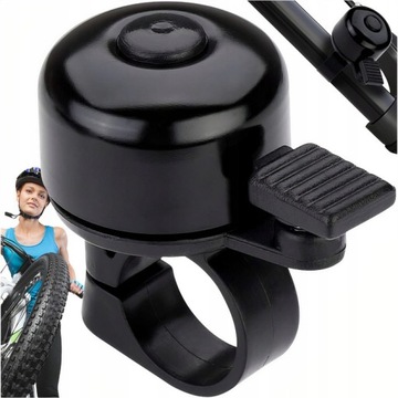 METALOWY DZWONEK ROWEROWY NA ROWER KIEROWNICĘ GŁOŚNY CZARNY METAL BRZĘCZYK