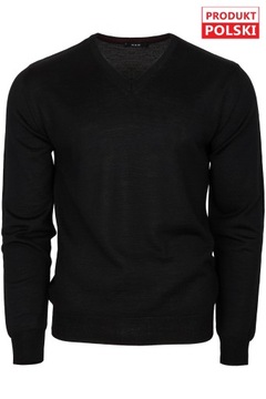 sweter męski serek V-neck czarny M&M rozm. 4XL