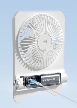 Настольный вентилятор Mini USB Настольный вентилятор, 3 скорости, белый, 2000 мАч