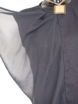 Reserved czarna bardzo elegancka bluzka top letnia falbanka wieczorowa M 38