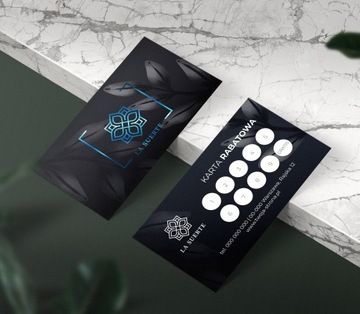 Karty rabatowe karnety złocone folia soft touch + folia niebieska 250 szt