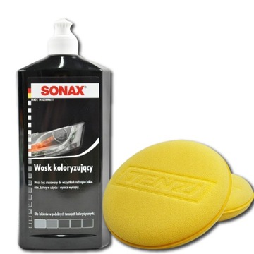 SONAX WOSK KOLORYZUJĄCY CZARNY 500ML + GĄBKA APLIKATOR DO NAKŁADANIA WOSKU