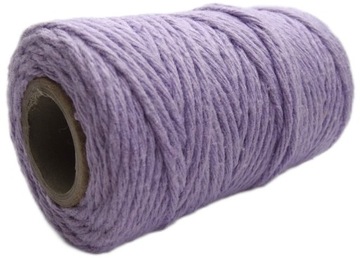 Sznurek Bawełniany Skręcany do Makramy FIOLETOWY 60m 2mm