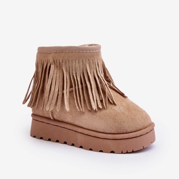 BOTKI ŚNIEGOWCE Z FRĘDZLAMI OCIEPLANE FUTERKIEM CZARNE 33