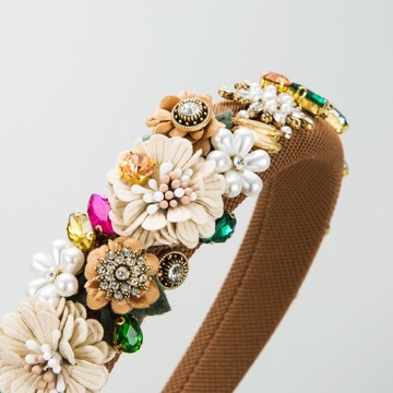 Barokowa metalowa ramka w kształcie kwiatka w stylu vintage perłowa opaska na głowę korona akcesoria do włosów