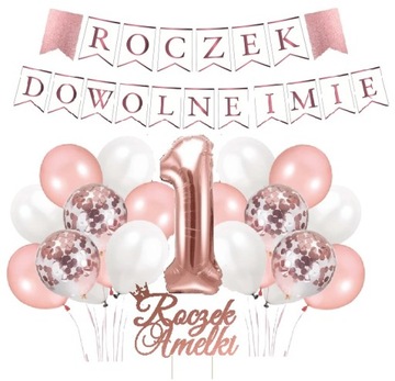 Zestaw BALONY zestaw na ROCZEK 1 urodziny + IMIĘ