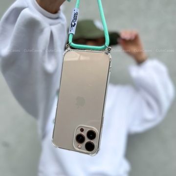 Чехол через плечо для IPHONE 12 с черным ремешком