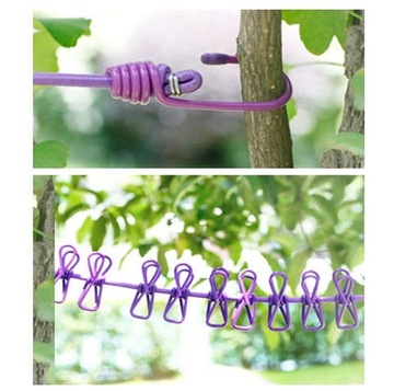 Linka do wieszania prania z klamerkami - FIOLETOWA