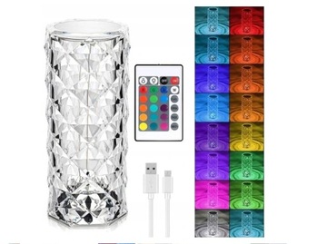 LAMPA KRYSZTAŁOWA LED LAMPKA NOCNA DOTYKOWA WIELOKOLOROWA RGB ŚWIĄTECZNA