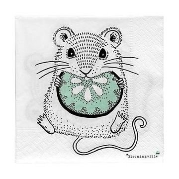 Zestaw 20 serwetek Bloomingville Mouse białych