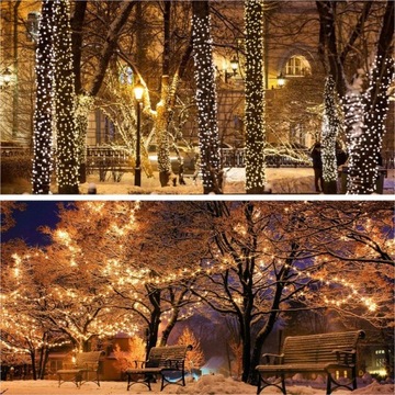 НАРУЖНЫЕ РОЖДЕСТВЕНСКИЕ ОГНИ 500 LED ТЁПЛЫЙ БЕЛЫЙ