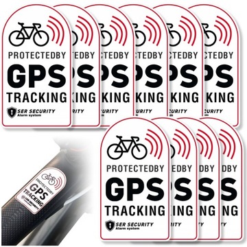 10x NAKLEJKA NA ROWER RAMĘ ROWERU GPS TRACKING OSTRZEGAWCZA ZABEZPIECZENIE