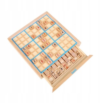 Drewniana gra planszowa Sudoku z szufladą
