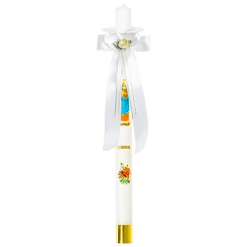 Сретенская Свеча Богородицы, белая, длинная + украшение свечи + белый капельник