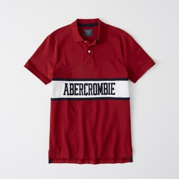 ABERCROMBIE Hollister Koszulka Polo Pasek Z Logo L