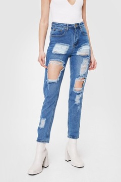 Nasty Gal XXJ lfg SPODNIE MOM JEANS RIPPED S