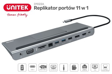 Stacja dokująca Unitek Podstawka 11w1 USB TypC 85W PD HDMI DP VGA RJ45 SD