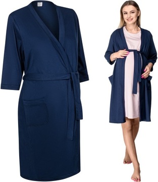 SZLAFROK CIĄŻOWY KOPERTOWY BAWEŁNIANY DO PORODU XL