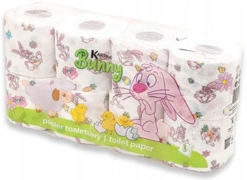 KARTIKA KRÓLIK Papier toaletowy 8 rolek 3-warstwowy WIELKANOC