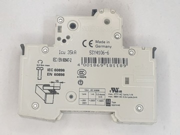 автоматический предохранитель eska 1P B6 # SIEMENS 5SY4106-6 MCB B6