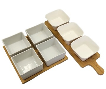 Набор для закусок 4 пиалы на бамбуковой подставке 230 мл 21,5х21,5 см