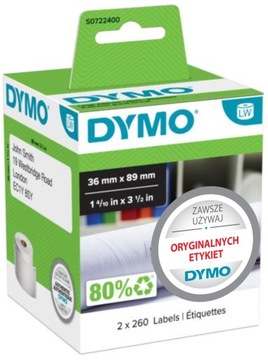 DYMO LW Etykiety adresowe 36x89mm 520szt białe