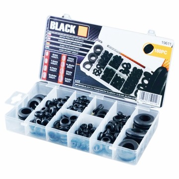 РЕЗИНОВЫЕ Втулки НАБОР РЕЗИНОВЫХ Втулок 6-24ММ 180 ШТ ЧЕРНЫЙ