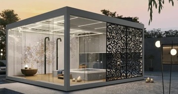 Металлическая беседка на крыше летнее сад зимняя терраса перголь