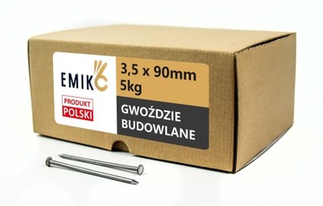 Gwoździe budowlane 3,5x90mm Czarne Gładkie 5kg - 3,5 cala