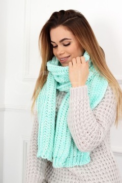 КОМПЛЕКТ ЖЕНСКИЙ ЗИМНЯЯ ШАПКА, ТЕПЛЫЙ ШАРФ, БЕЛЫЙ БЕЛЫЙ - МЯТА 2491