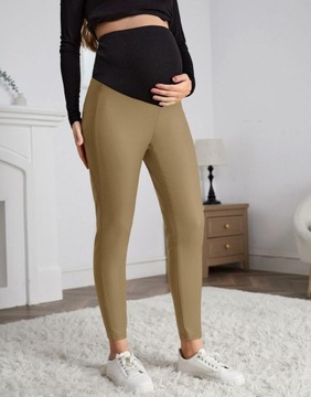 SPODNIE CIĄŻOWE BRĄZOWE DOPASOWANE DŁUGA NOGAWKA WYSOKI STAN CZERŃ SHEIN 36