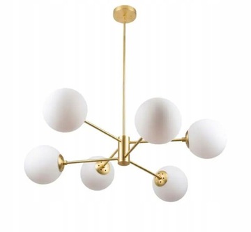 LAMPA SUFITOWA KULE WISZACA METAL SZKŁO ZŁOTO