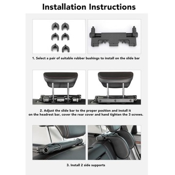 Poduszka zagłówka samochodu w kształcie litery U. Regulowana, JL