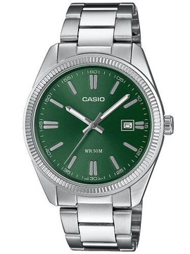 ЧАСЫ МУЖСКИЕ CASIO MTP-1302PD-3AV, стальная дата, браслет + КОРОБКА