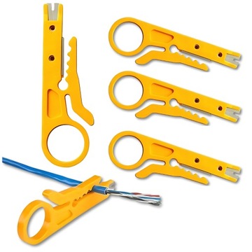4 szt Ściągacz Izolacji Mini Przenośny obcinacz kabli + ZACISKACZ RJ45