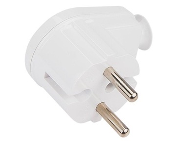 Wtyczka sieciowa na kabel 230V kątowa biała