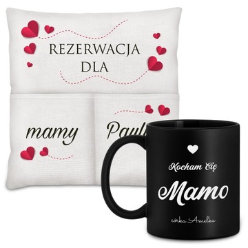 Zestaw Prezent na Dzień Mamy Kubek Ceramiczny Poduszka z Nadrukiem dla Mamy