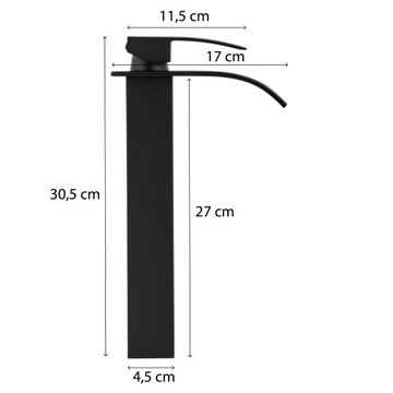 BATERIA UMYWALKOWA CZARNA WYSOKA STOJĄCA nablatowa kran do umywalki