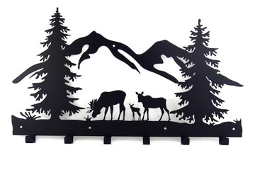 Wieszak ścienny na ubrania klucze Łosie Las Puzzle
