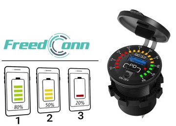 USB QC 3.0 ЦИФРОВОЙ СВЕТОДИОДНЫЙ ВОЛЬТМЕТР ШКАЛА