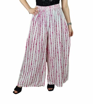 Spodnie szerokie luźne nogawki fuksja wysoki stan wygodne 50 52 4xl 5xl