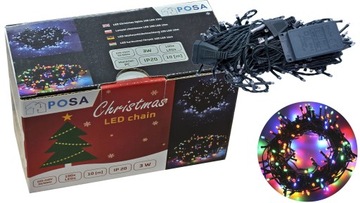 Lampki świąteczne choinkowe 230V 100 LED 10M RGB łańcuch
