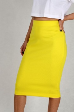 М TUBA YELLOW приталенная юбка-карандаш миди, плотная вязка 38