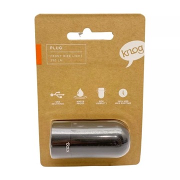 OŚWIETLENIE ROWEROWE KNOG PLUG 250 LM 250 LM USB SUPER STAN